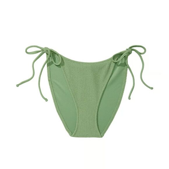 1179 NWT Pink Victoria Secret String Bikini Bottom Wild Grass Green Med - Picture 1 of 5